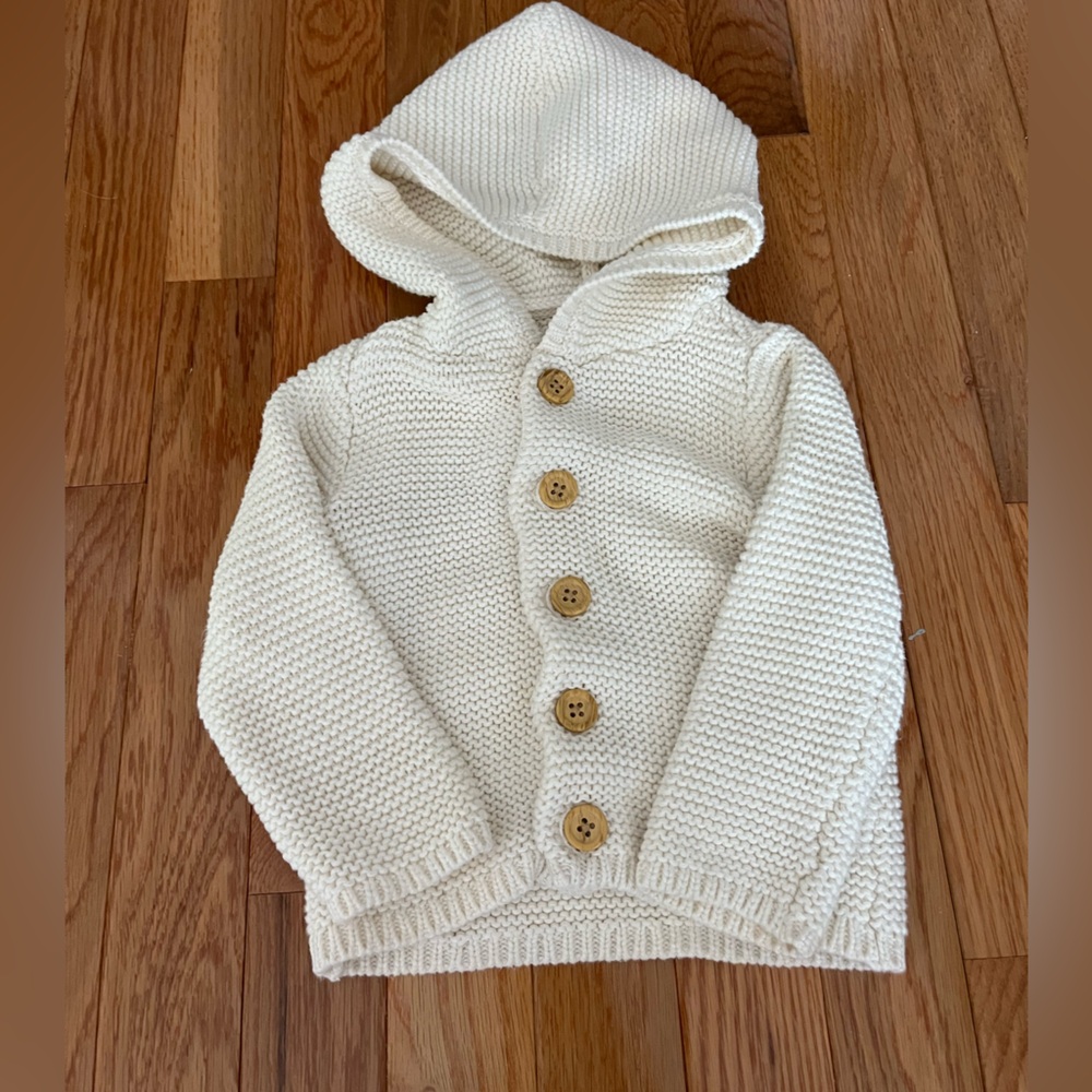 Organic Cozy Cream Knit Hoodie for Toddlers